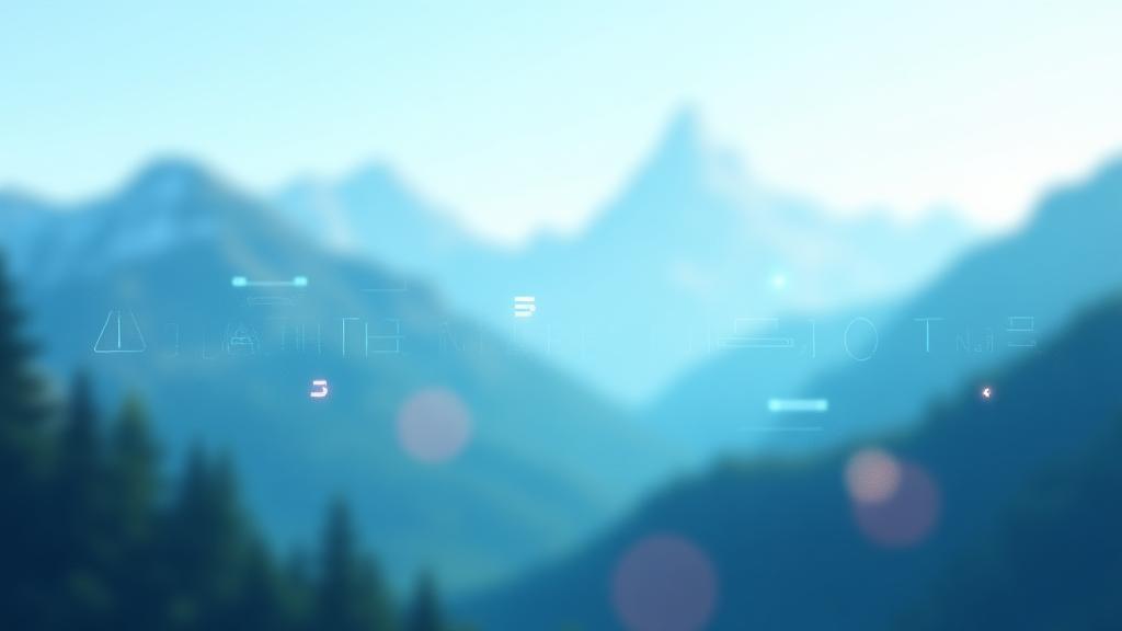 Abstract representation of game development elements with mountain backdrop